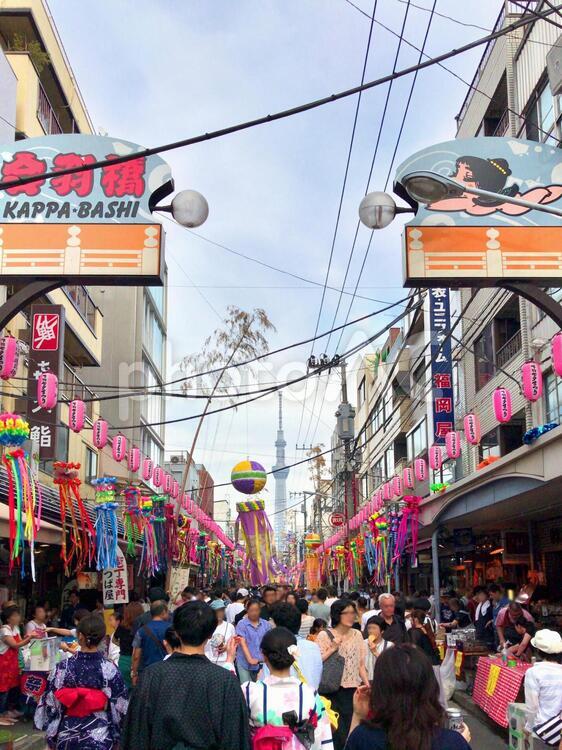 合羽橋商店街の七夕祭り 七夕まつり,合羽橋商店街,合羽橋の写真素材