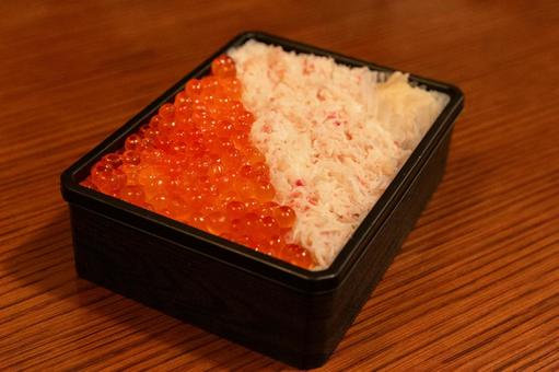 Photo, box lunch, two-color bento, snow crab, 
