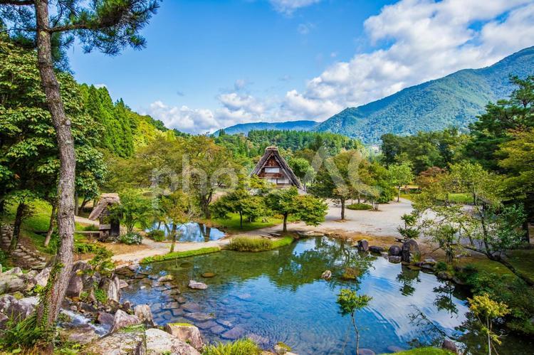 岐阜県　白川郷の風景　 白川郷,岐阜県,風景の写真素材