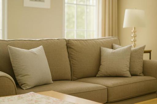 柔らかな光とソファ 柔らかな光とソファの写真