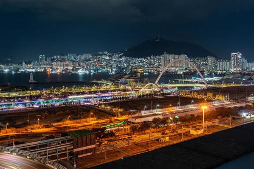 釜山の夜景 韓国,釜山,アジアの写真素材