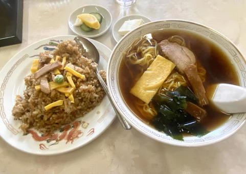 Photo, fried rice, ramen, fried rice and ramen set, 
