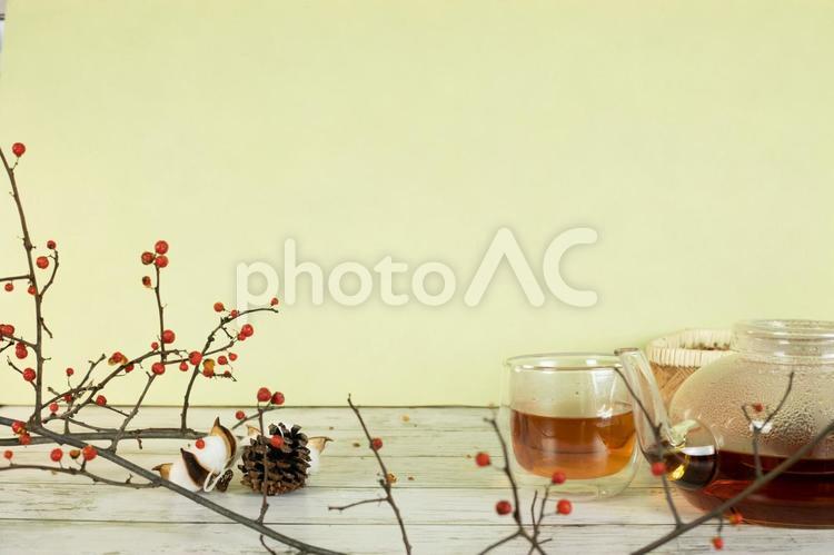 晩秋のお茶タイム① 秋,お茶,おちゃの写真素材