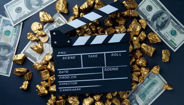 映画収入 カチンコとミニチュアの金塊 映画収入 カチンコとミニチュアの金塊の写真