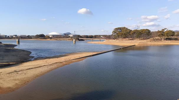 　粕屋町　かよいちょうこうえん 池,公園,敷地の写真素材