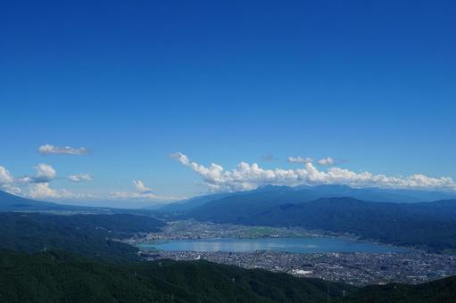 高ボッチ山からの諏訪湖 高ボッチ山からの諏訪湖の写真