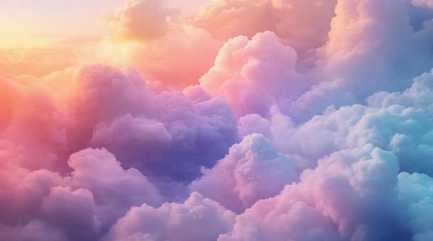 七色に輝く雲 七色に輝く雲の写真