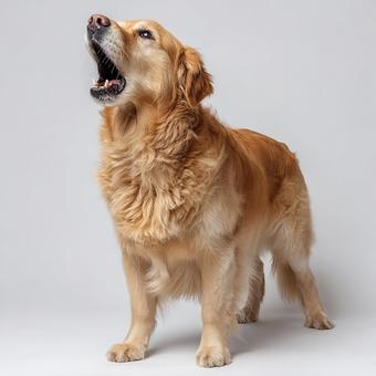 何かを訴えるゴールデンレトリバー 何かを訴えるゴールデンレトリバーの写真