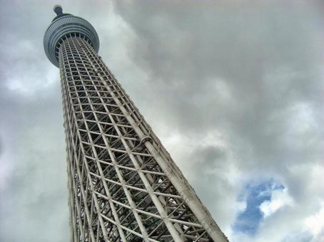 曇り日の東京スカイツリー-26 東京スカイツリー,曇りの日,雲の写真素材