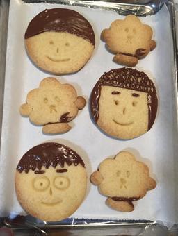 チョコレートで彩られた手作りクッキー クッキー,手作りクッキー,チョコレートの写真素材