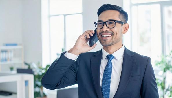 電話するサラリーマンの写真