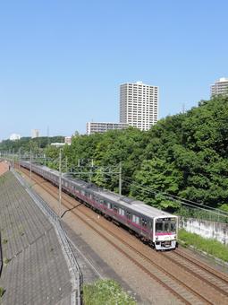 京王7000系 京王7000系 鉄道,風景,線路の写真素材