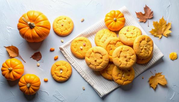 かぼちゃとかぼちゃクッキー・ハロウィン かぼちゃとかぼちゃクッキー・ハロウィンの写真