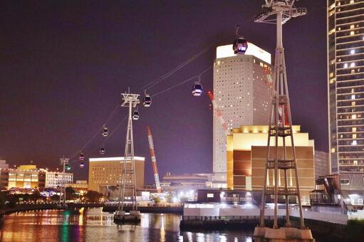みなとみらいの夜景 横浜エアキャビン,ロープウェイ,みなとみらいの写真素材