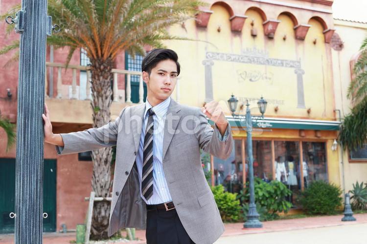 ガッツポーズのビジネスマン 男性,人物,男の写真素材