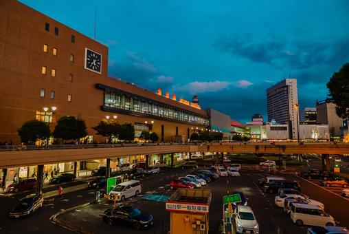【宮城】仙台駅の夜景 【宮城】仙台駅の夜景 仙台駅,宮城,夕日の写真素材