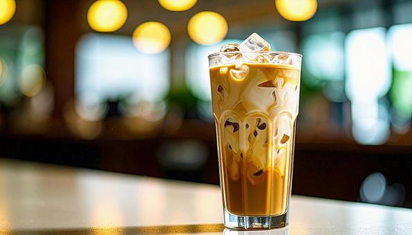 カフェのアイスカフェラテ カフェのアイスカフェラテの写真