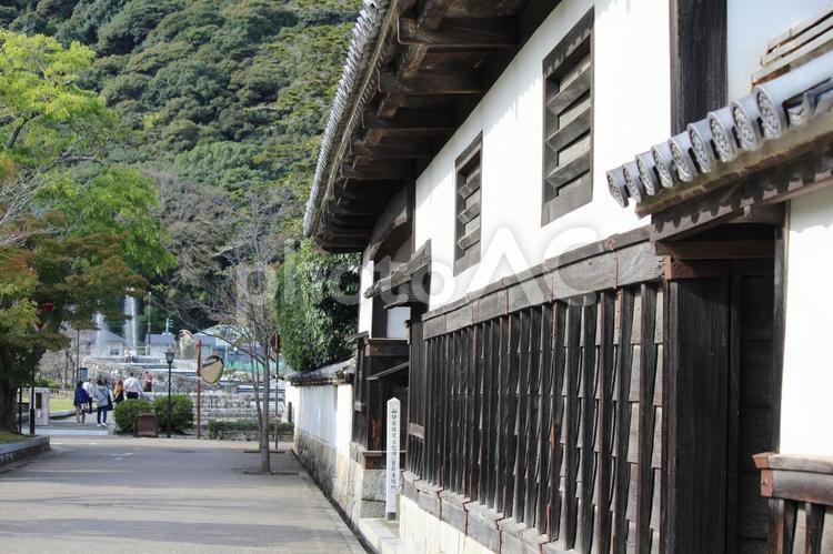 山口県岩国市にある白壁の街並み 白壁,街並み,山口県の写真素材