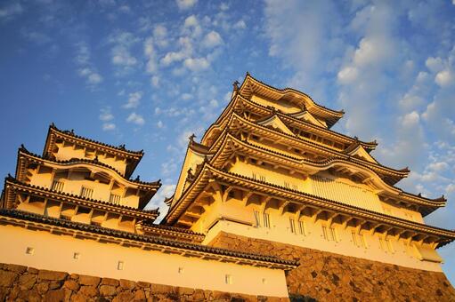 世界文化遺産　茜色の姫路城（白鷺城）１１ 姫路城,白鷺城,城の写真素材