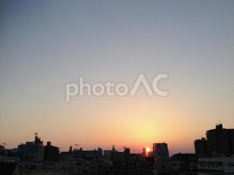 街の夕焼け 夕焼け,都会,夕陽の写真素材