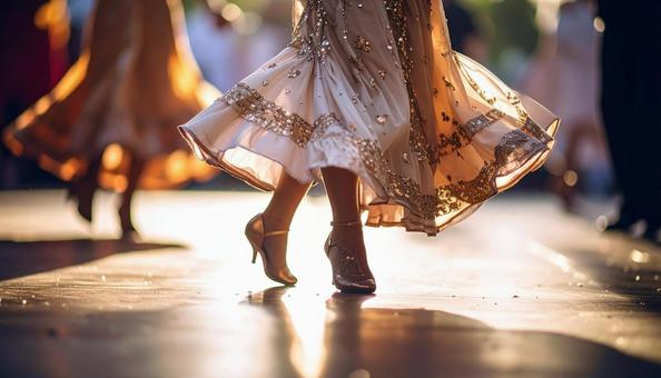 社交ダンスするカップルの足元 社交ダンスするカップルの足元の写真