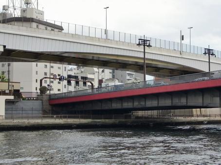隅田川　両国橋 橋,鉄骨,建物の写真素材