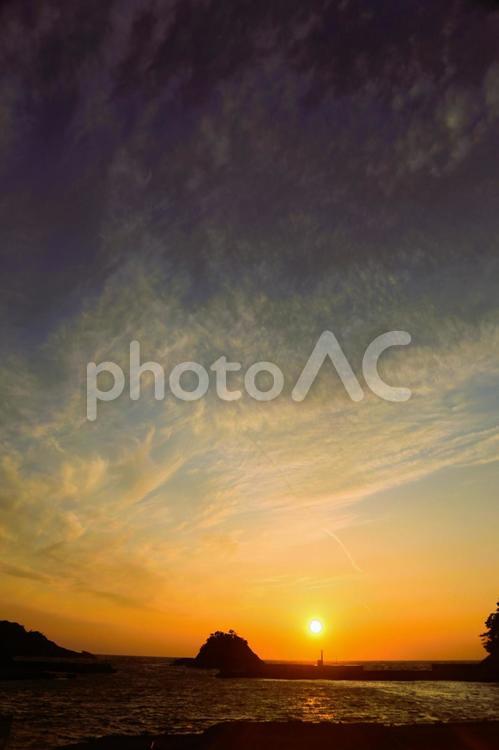 仁科港の港から見た美しい風景 美しい,風景,太陽の写真素材