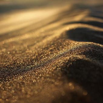 柔らかな光が作り出す、幻想的な砂の波紋の写真