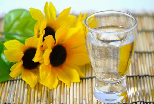 夏の冷酒⑤ 夏の冷酒⑤ 酒,日本酒,ひまわりの写真素材
