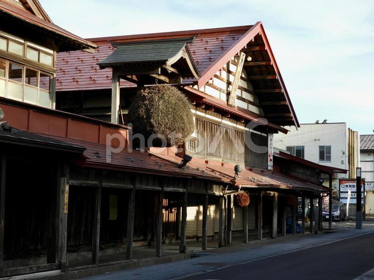 黒石市中町重要伝統的建造物群保存地区6 黒石市,黒石市中町,こみせの写真素材