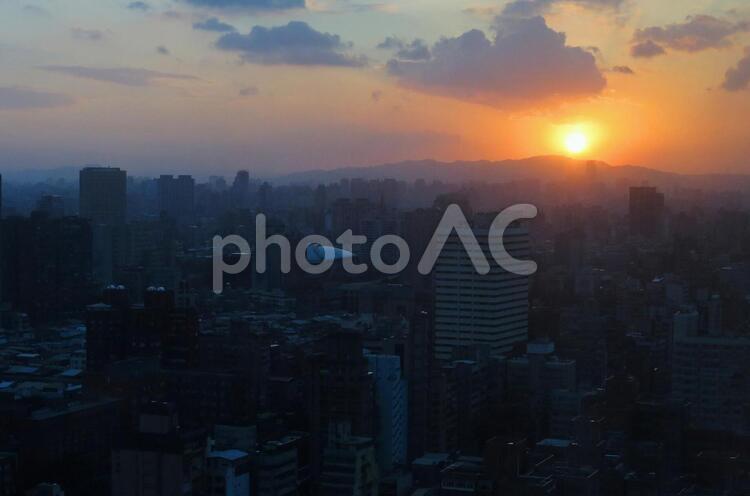 台北　夕景　 台北,建築,大都市の写真素材