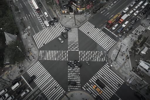 東京 東京 スクランブル交差点,交差点,ビルの写真素材