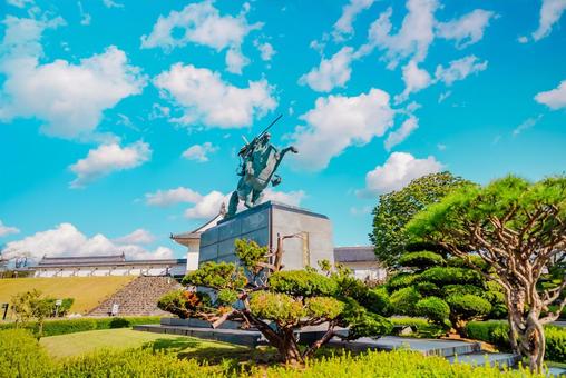 【山形】山形駅の周辺 霞城公園 最上義光 【山形】山形駅の周辺 霞城公園 最上義光 山形城跡,山形,城跡の写真素材