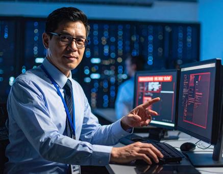 不正アクセスと戦う、深夜のITエンジニアの写真