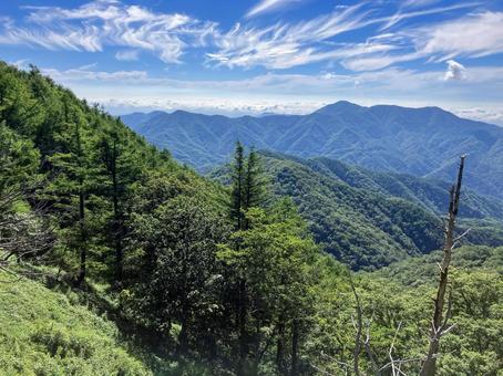 半月山駐車場から眺める山々 半月山駐車場から眺める山々の写真