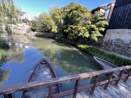 滋賀　八幡堀の船橋　1 船橋,浮橋,八幡堀の写真素材