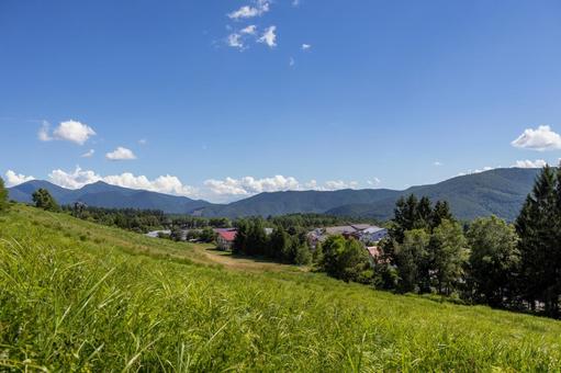 7月の菅平高原でハイキング 7月の菅平高原でハイキング 風景,菅平高原,日本の写真素材