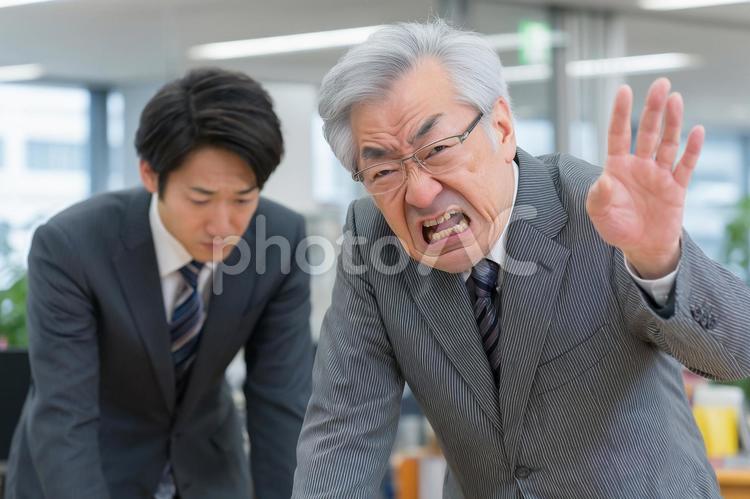 怒る男性と謝るビジネスマン。パワハラ パワハラ,男性,ビジネスマンの写真素材