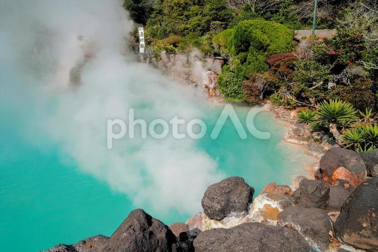 大分県別府市の国指定名勝海地獄 温泉,別府,名勝の写真素材