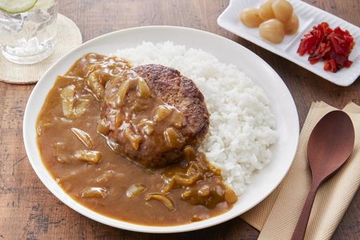 ハンバーグカレー ハンバーグカレー ハンバーグカレー,ハンバーグ,カレーの写真素材