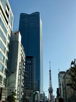 麻布台ヒルズと東京タワー 麻布台,ヒルズ,東京の写真素材