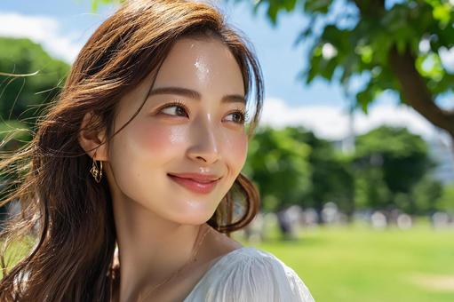 輝く肌の日本人女性 輝く肌の日本人女性の写真