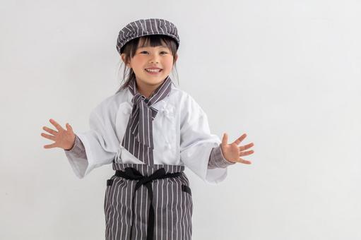 シェフの格好をした女の子 シェフの格好をした女の子 シェフ,子ども,職業体験の写真素材