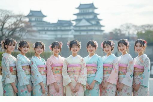 着物姿の女性たちのイメージ 着物姿の女性たちのイメージの写真