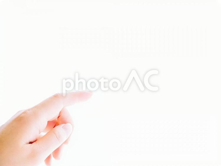 指差し  白バック 女性,手,指の写真素材