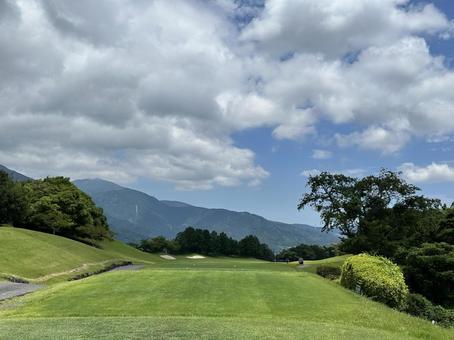 初夏のゴルフ場 ゴルフ,コース,青空の写真素材