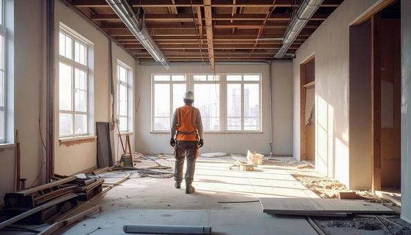 内装工事する日本人職人の写真