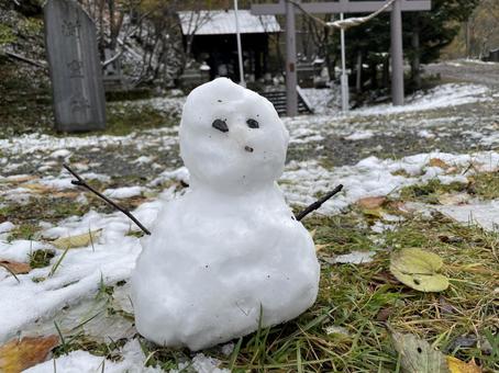 初雪ダルマ 初雪,冬,雪だるまの写真素材