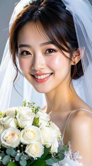 ウエディングドレス姿の花嫁 ブーケ ウエディングドレス姿の花嫁 ブーケの写真