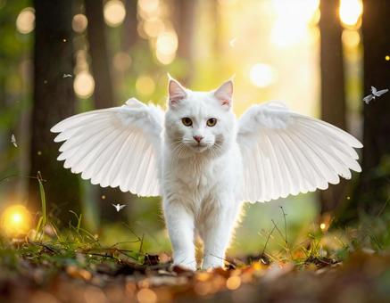 羽根が生えた猫 羽根が生えた猫の写真